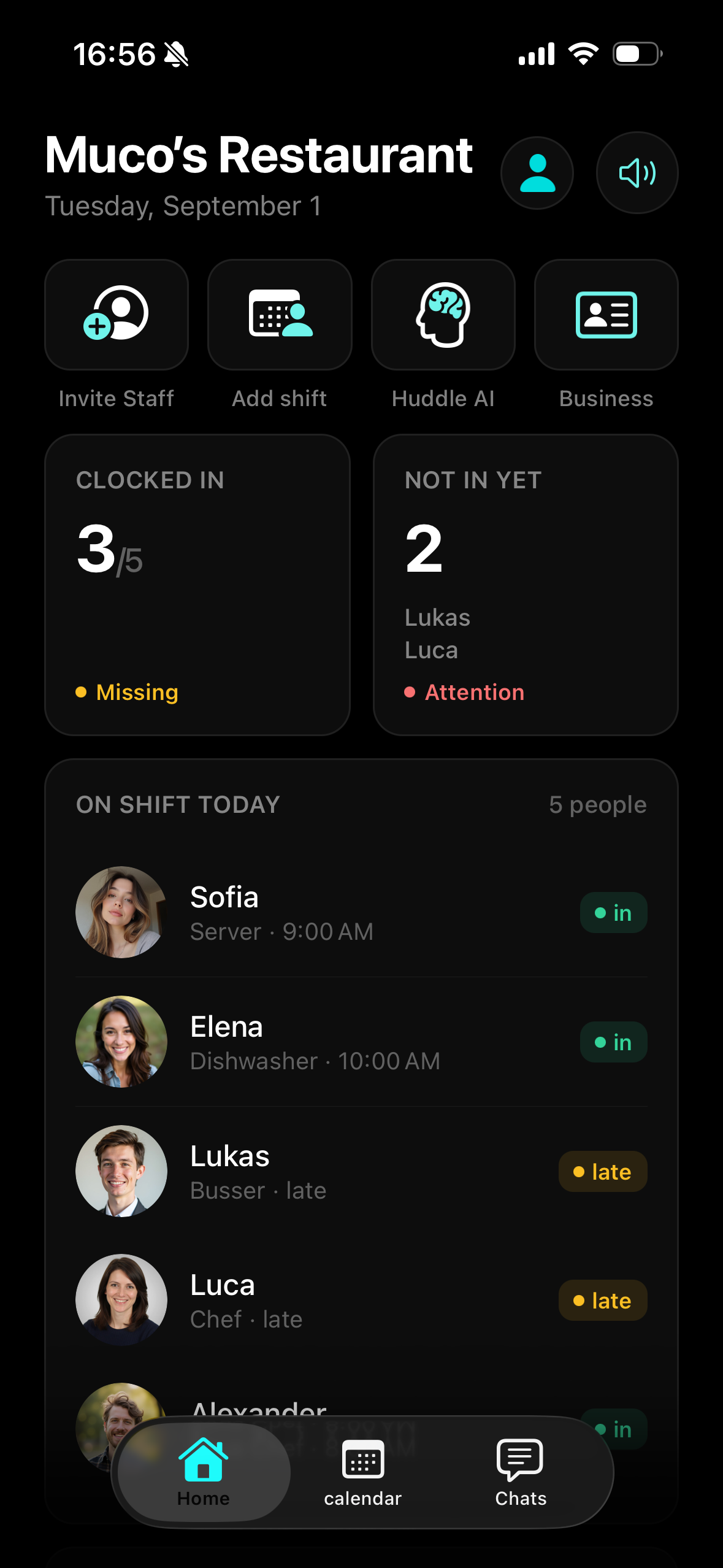 HuddleShift manager app